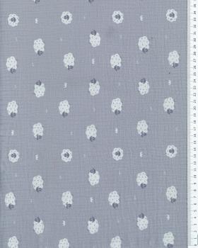 Muslin printed Sheep Light Grey - Tissushop