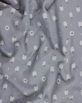 Muslin printed Sheep Light Grey - Tissushop