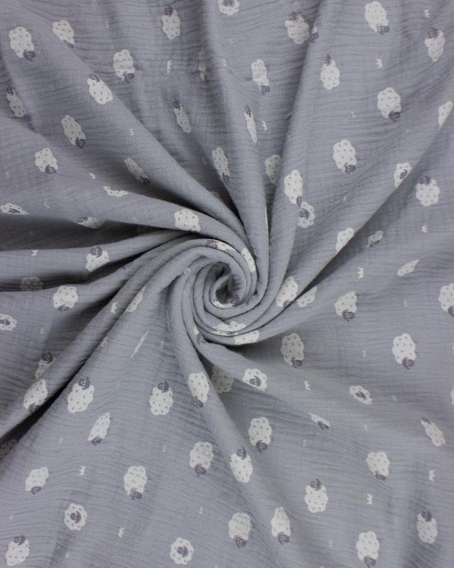 Muslin printed Sheep Light Grey - Tissushop